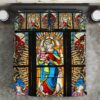 Christ Stained Glass Cathedral Jesus Quilt Bedding Set