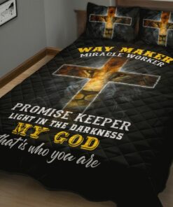 Way Maker Miracle Worker Promise Keeper Light In The Darkness Jesus Quilt Bedding Set