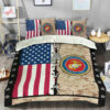 American Flag US Marine Corps Veteran For Family Quilt Bedding Set