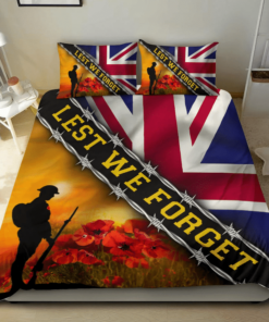 Lest We Forget UK Flag Veteran Quilt Bedding Set