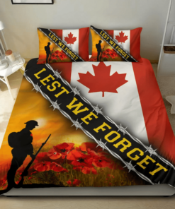 Lest We Forget Canada Flag Veteran Quilt Bedding Set