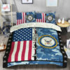 American Flag US Navy Veteran For Family Quilt Bedding Set