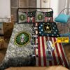 Custom Name US Army Veteran Camo Quilt Bedding Set