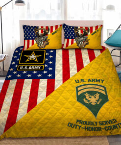 Personalized US Army Military American Flag Quilt Bedding Set