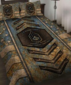 Personalized US Marine Corps Military Veteran Quilt Bedding Set
