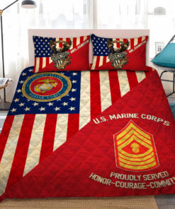 Personalized US Marine Corps Military Veteran Quilt Bedding Set