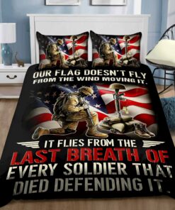 Us Veteran Flag Old Soldier Proud Military Quilt Bedding Set