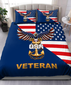 US Navy Veteran Eagle Quilt Bedding Set