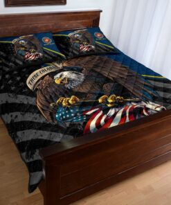 US Marine Corps Veteran These Colors Don't Run Quilt Bedding Set