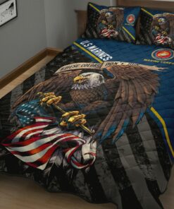 US Marine Corps Veteran These Colors Don't Run Quilt Bedding Set