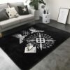 Viking Twin Ravens of Odin Norse Pagan Symbol Area Rugs