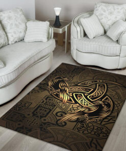 Celtic Cross With Raven Rug