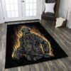 Black Uniform On Fire Firefighter Rectangle Area Rug