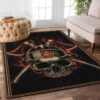 Personalized Skull Hat Firefighter Rectangle Area Rug