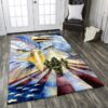 Firefighter On Eagle Background Rectangle Area Rug