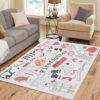 Freehand Doodle Fireman Extinguisher and Equipment Home Decor Floor Rug - Firefighter Area Rug