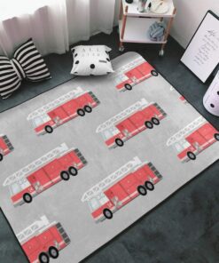 Firetruck Floor Mat - Firefighter Area Rugs For Bedroom Living Room And Kitchen