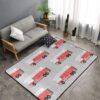 Firetruck Floor Mat - Firefighter Area Rugs For Bedroom Living Room And Kitchen