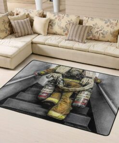Firefighter Area Rug - Personalized Firefighter Floor Mat Home Decor