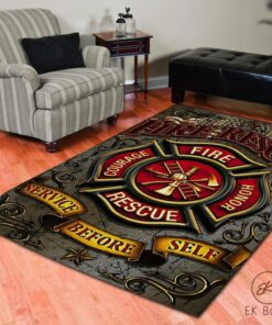 Fire Rescue Courage Honor Firefighter Rectangle Area Rug