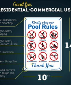 Personalized Kindly Obey Swimming Pool Safety Sign, Swim at Your Own Risk