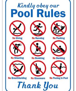 Personalized Kindly Obey Swimming Pool Safety Sign, Swim at Your Own Risk