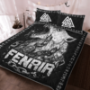 Fenrir Wolf And Valknut Viking Quilt Bedding Set
