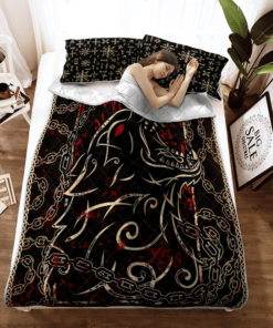 Fenrir With Chain Viking Quilt Bedding Set