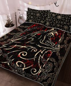 Fenrir With Chain Viking Quilt Bedding Set