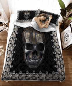 Viking Halloween Skull Quilt Bedding Set