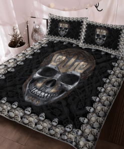 Viking Halloween Skull Quilt Bedding Set