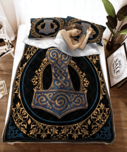 Thor Hammer Mjolnir Viking Quilt Bedding Set