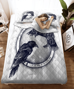 Raven Of Odin Hugin And Munin Viking Quilt Bedding Set