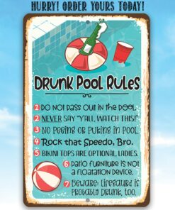 Drunk Pool Rules - Funny Pool Rules Sign
