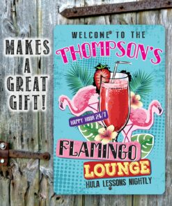 Personalized Flamingo Lounge Metal Sign