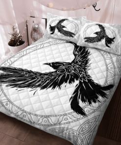 The Ravens Of Odin In Noese Mythology Viking Quilt Bedding Set