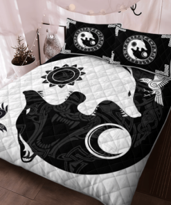 The Sons Of Fenrir Hati And Skoll Viking Quilt Bedding Set