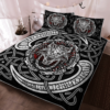 Fenrir Wolf With Norse Pattern Viking Quilt Bedding Set