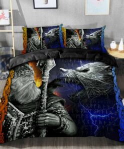 Viking Odin And Fenrir Quilt Bedding Set