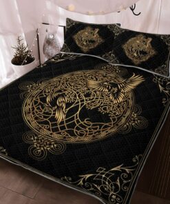 Hugin And Munin Odin's Ravens Yggdrasil Viking Quilt Bedding Set