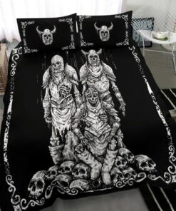 Skull Zombie Skeleton Mid Evil Viking Quilt Bedding Set