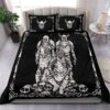 Skull Zombie Skeleton Mid Evil Viking Quilt Bedding Set