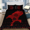 The Red Raven And Rune Viking Quilt Bedding Set