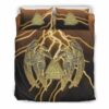 Golden Ravens Of Odin Viking Quilt Bedding Set