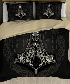 Odin Mjolnir Rune Viking Quilt Bedding Set