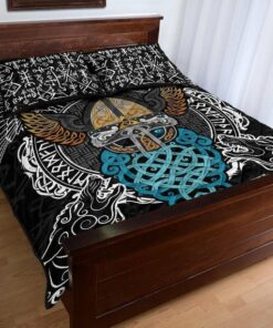 Odin Helmet Valnut Viking Quilt Bedding Set