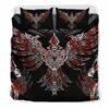 Raven Red Viking Quilt Bedding Set