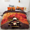 Brave Firefighter Through The Fire Quilt Bedding Set