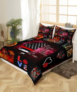 Love Firefighter Quilt Bedding Set