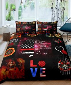 Love Firefighter Quilt Bedding Set